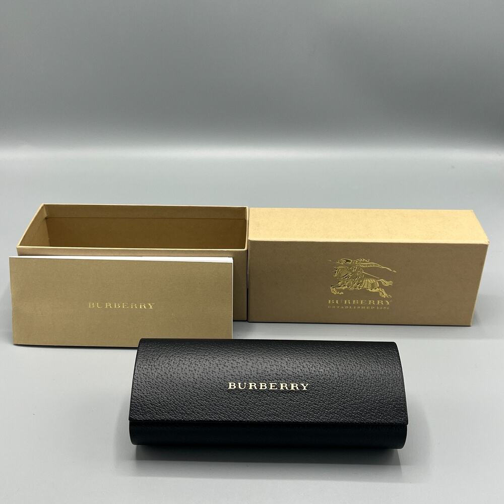 BURBERRY London Black Leather Eyeglass Sunglass Hard Case Magnetic Box Pamphlet